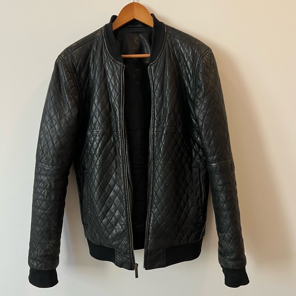 Custom Quilted Leather Bomber Jacket